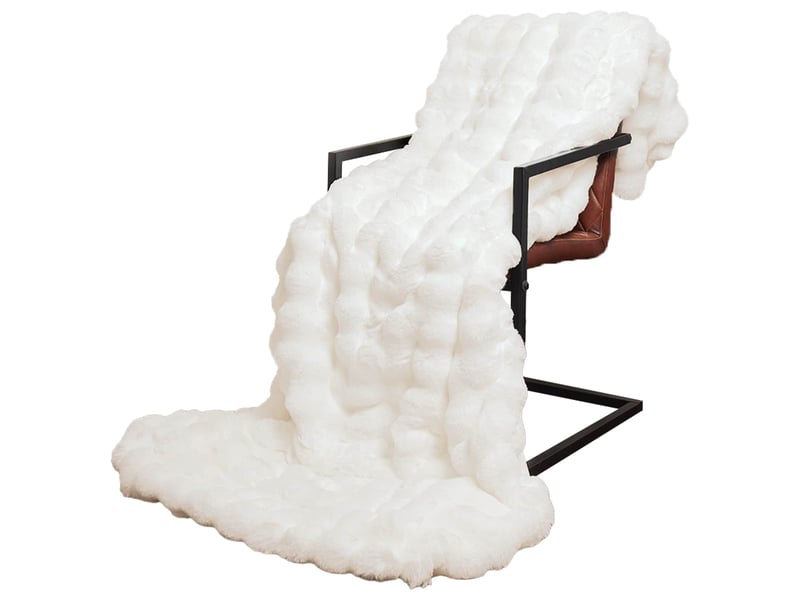  Couverture décorative, couverture antidérapante en fausse de lapin olite blanc shl81817  - Conforama C