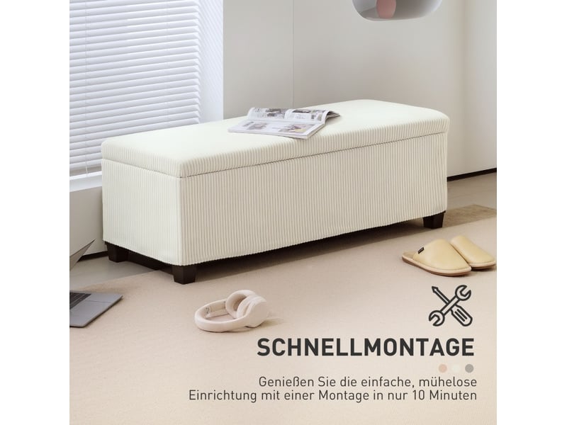  Banc coffre tcqpz rembourré 112 x 42 x 40 cm rangement 84 l polyester beige  - Conforama B