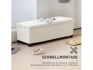 Banc coffre tcqpz rembourré 112 x 42 x 40 cm rangement 84 l polyester beige