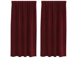 Lot de 2 rideaux, rideaux de fenêtre bordeaux 140 x 175 cm velours cf44003