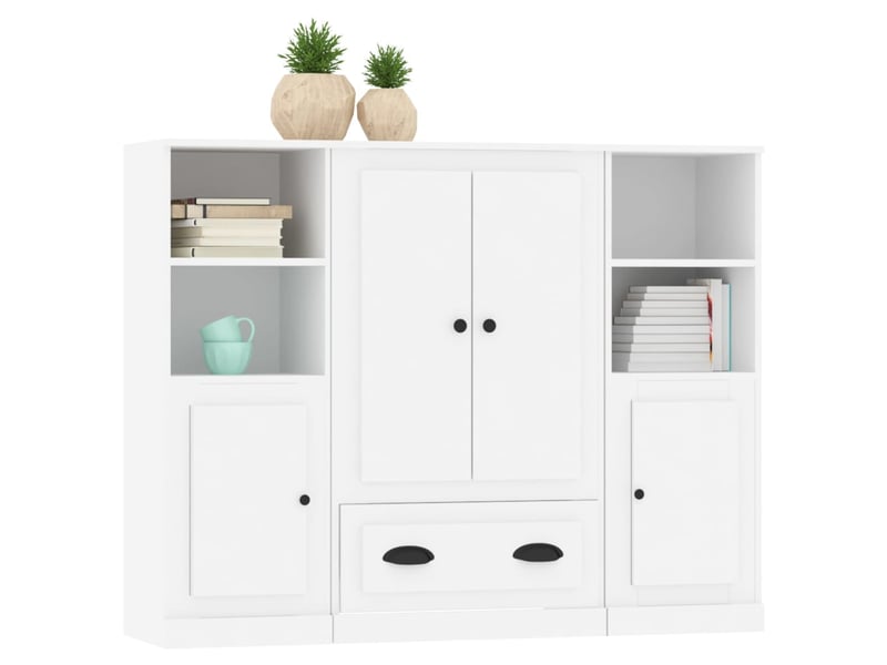  Buffets 3 pcs - bahut - meuble de rangement blanc bois d'ingénierie  - Conforama D