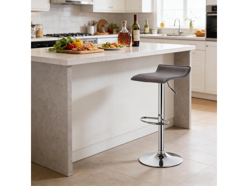  Tabouret de bar réglable pivotant 360° - lpospi - assise ergonomique pour cuisine, similicuir gris, 62×84 cm  - Conforama C