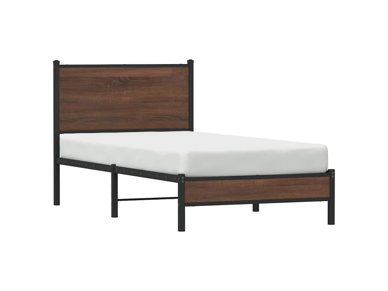  Lit simple- lit adulte -  cadre de lit en métal sans matelas chêne marron 80x200 cm  - Conforama C