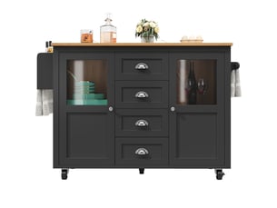 Desserte 2 portes 4 tiroirs coloris noir mdf et métal