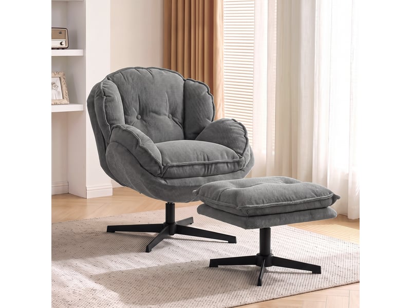  Fauteuil inclinable avec repose-pieds réglable en hauteur, pour salon, gris  - Conforama C