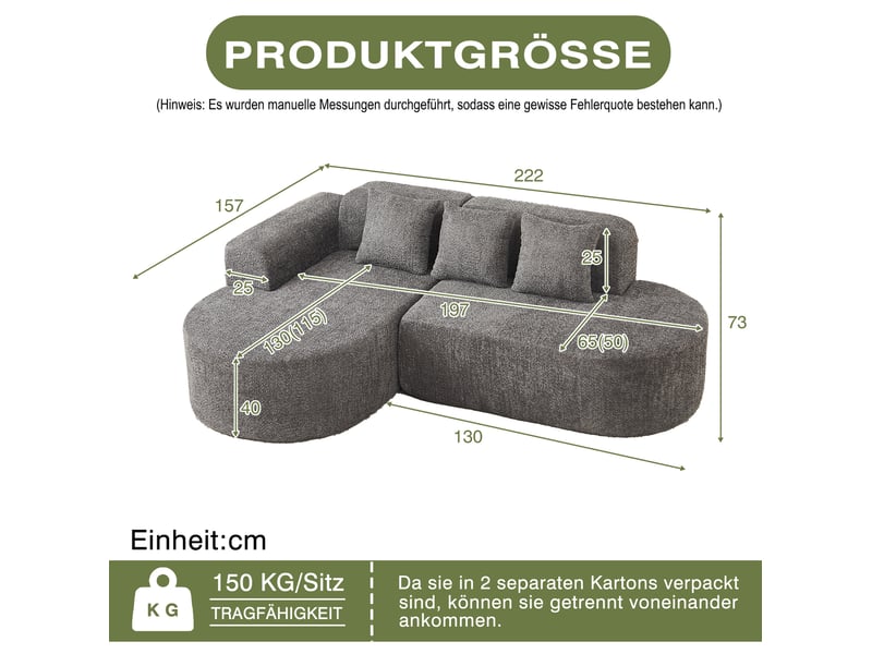  Canapé d’angle 3 places en tissu chenille gris anthracite  - Conforama C