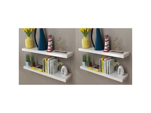 Lot de 4 étagères murales, étagères suspendues blanc 80 cm cf43197