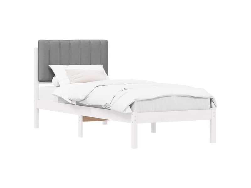  Lit simple- lit adulte -  cadre de lit avec tête de lit rembourrée gris clair 80 x 200 cm  - Conforama A