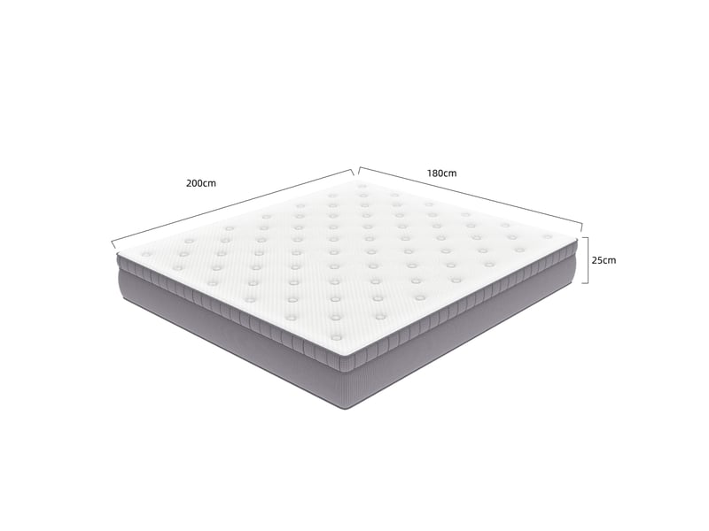  Matelas 200x180x25 cm, 7 zones ergonomiques, soutien renforcé, mousse de confort avec ressorts, finition blanc  - Conforama B