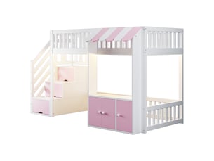 Lit mezzanine 90x200 cm C-CRAFTLINK coloris rose