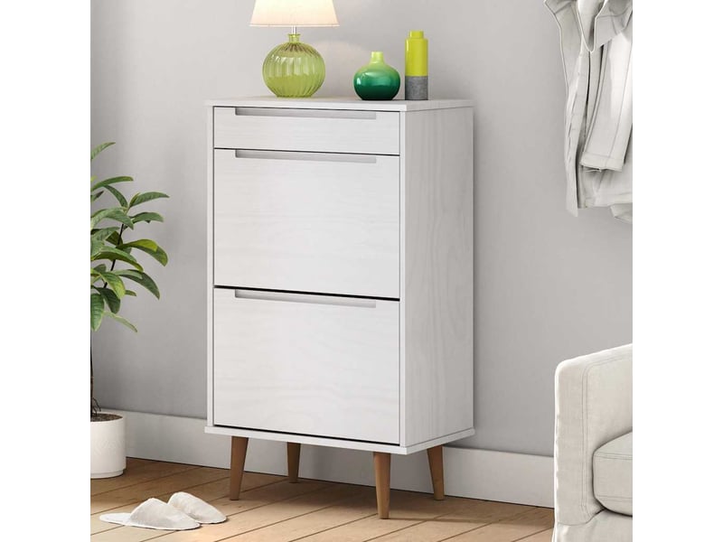  Meuble à chaussure, armoire à chaussures molde blanc 59,5x35x103 cm bois de pin  - Conforama B