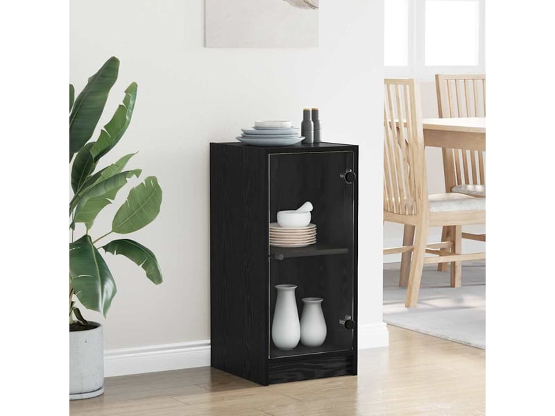  Buffet - bahut - meuble de rangement chêne noir 35 x 37 x 76 cm bois d'ingénierie  - Conforama D