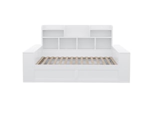 Lit coffre 90x200 cm <strong>LEYTN</strong> <strong></strong> coloris blanc