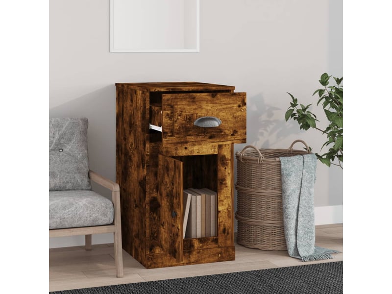  Armoire latérale, meuble de rangement avec tiroir chêne fumé 40x50x75 cm  - Conforama C