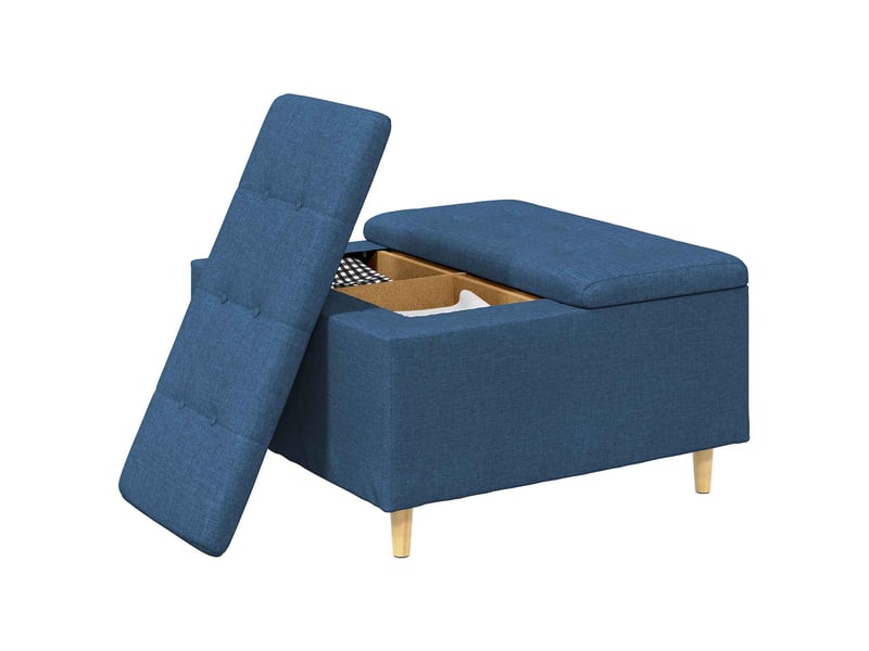  Ottoman, repose pied salon avec rangement bleu 80x80x45 cm tissu  - Conforama C