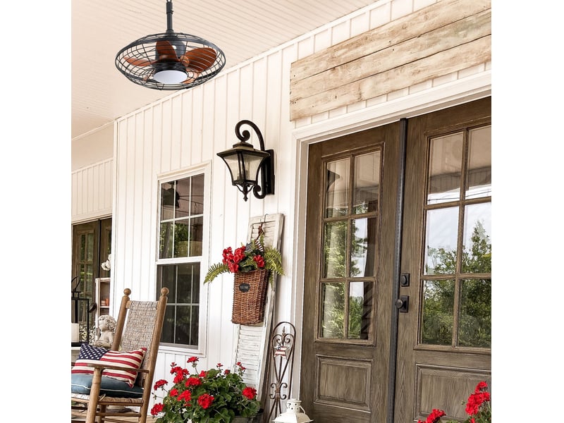  Ventilateur de plafond 51 cm avec télécommande, moteur dc silencieux, led 18 w, noir  - Conforama B