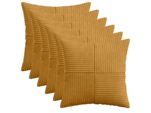 Lot de 6 housses de coussin almelo jaune 45 x 45 cm velours côtelé cf49884