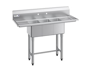 Vevor évier de cuisine en acier inoxydable à 3 cuves avec égouttoirs restaurant