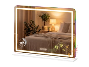Miroir maquillage lumineux 80x60cm, miroir coiffeuse led dimmable, lumière rgb, 3 températures de couleur, blanc