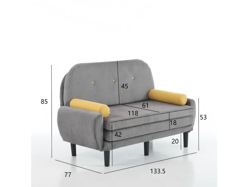  Canapé convertible 2 places en velours côtelé gris avec rangement  - Conforama E