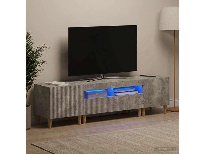  Ensemble de 3 meubles tv - banc tv - meuble de rangement led arnhem 3 pcs gris béton  - Conforama B