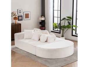 Canapé modulable convertible modenvie 5 places 263 x 171 cm en chenille blanc