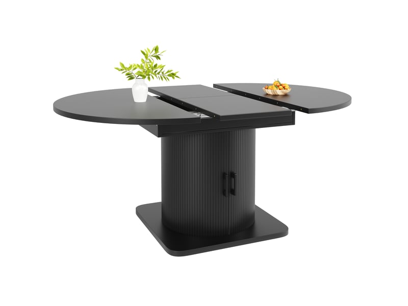 Table de salle à manger extensible 118x118 cm – noir – rangement caché, plateau mdf et structure métal - Conforama A