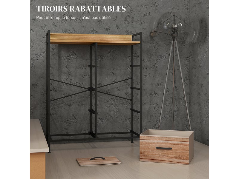  Meuble de rangement commode 8 tiroirs en tissu amovibles, étagère supérieure et cadre acier 79l x 29l x 101h cm  - Conforama R