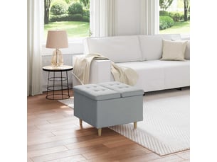 Ottoman, repose pied salon avec rangement gris clair 60x60x45 cm tissu
