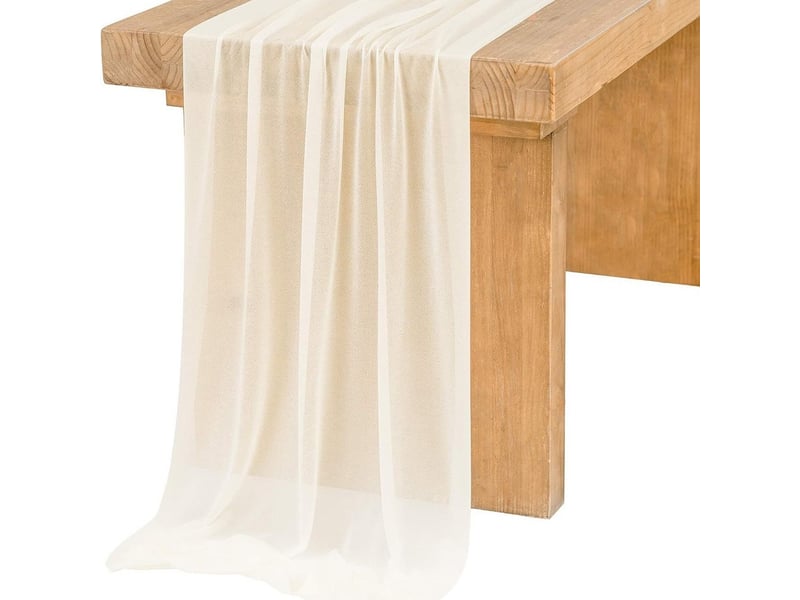 Chemin de table en mousseline de soie décoration de table pour anniversaire, mariage - 75 x 300 cm - champagne - Conforama A