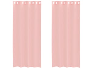 Lot de 2 rideaux en voile, voilages avec œillets rose 140x225 cm cf44399