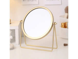 Miroir, miroir de maquillage, miroir sur pied, miroir de table, rond, rotatif à 360°, design de cadre (doré)