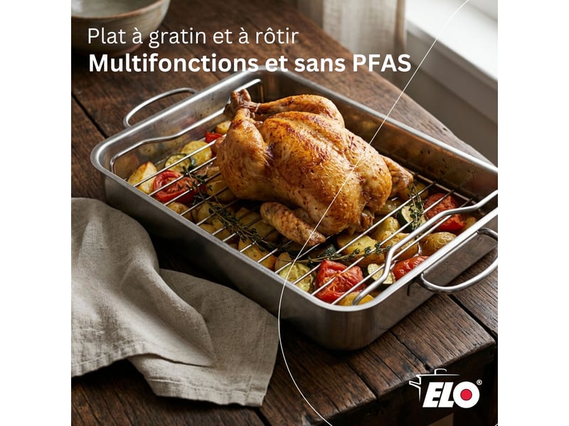  Plat à four acier inoxydable avec grille elo edition red 5343426 - Conforama B