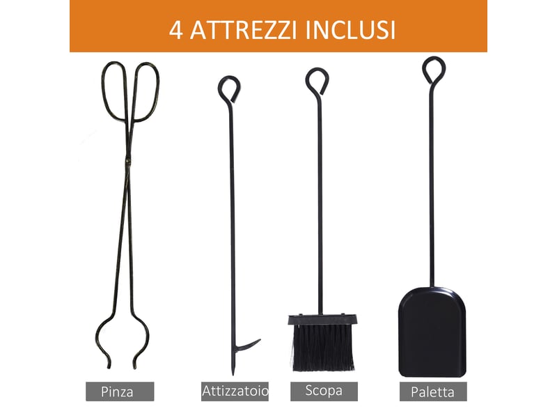  Porte-bûches en fer forgé avec accessoires, 2 niveaux, 51,5 x 33 x 77 cm, noir  - Conforama W