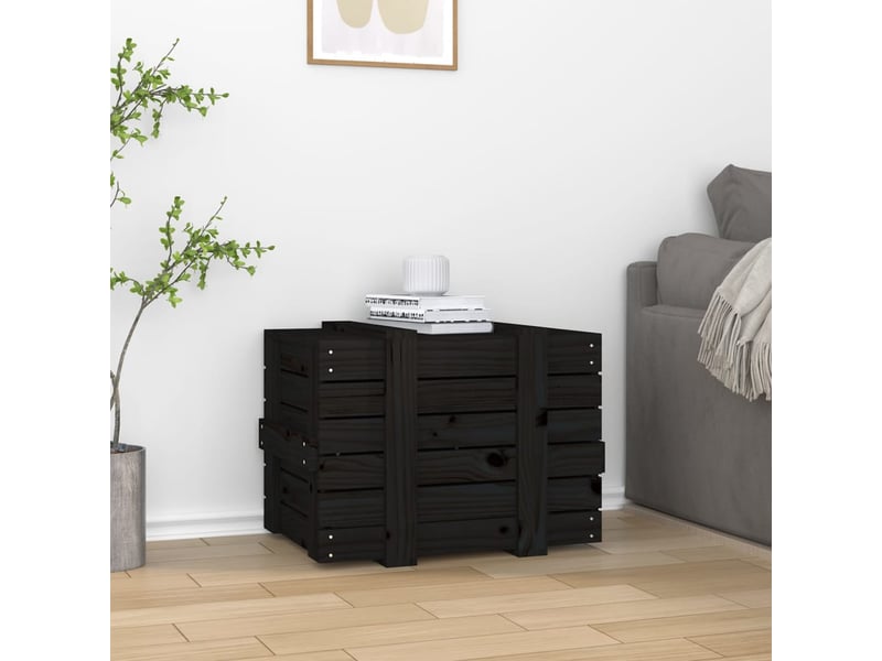  Boîte de rangement, coffre de rangement noir 58x40,5x42 cm bois massif de pin  - Conforama C