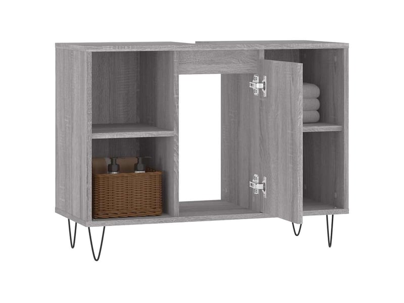  Meuble salle de bain rangement, commode sonoma gris 80x33x60 cm bois d'ingénierie shl9625  - Conforama D