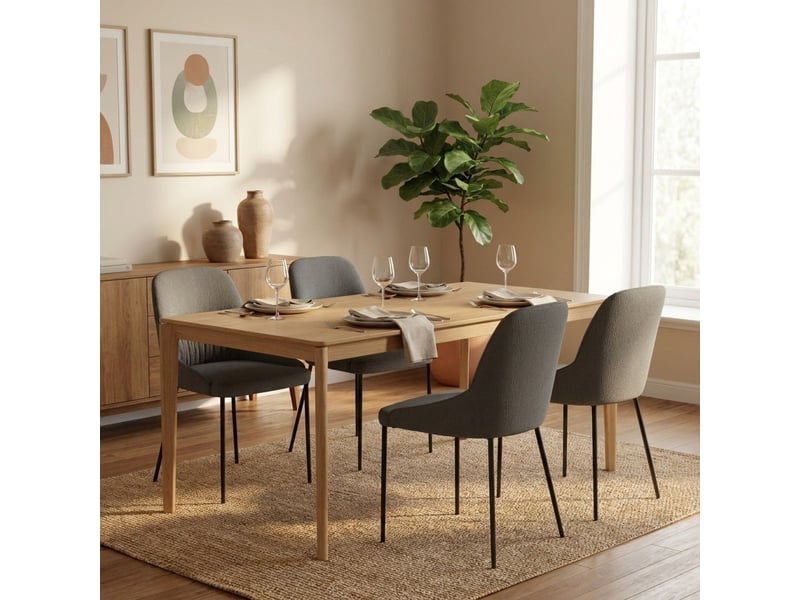 Lot de 4 chaises rembourrées en tissu facile à nettoyer harmony - gris foncé  - Conforama B