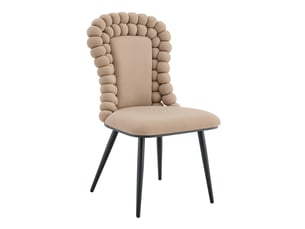 Lot de 2 chaises de salle à manger velours camel 47x51x95 cm structure métal noir dossier chaîne boule coussin épais piètement réglable