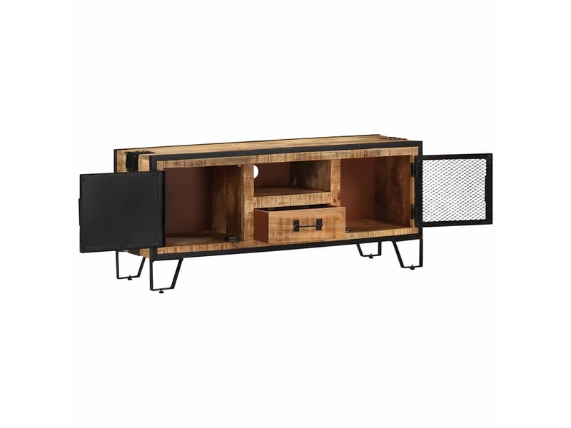  Meuble tv - banc tv - meuble de rangement 110x31x46 cm bois de manguier brut  - Conforama A