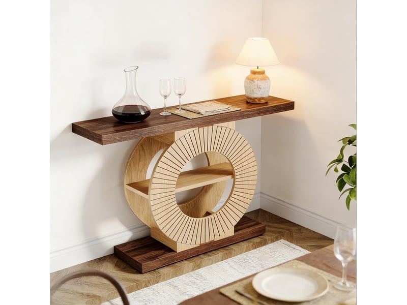  Table console 100x29,5x79,5 cm style campagne bois marron  - Conforama B