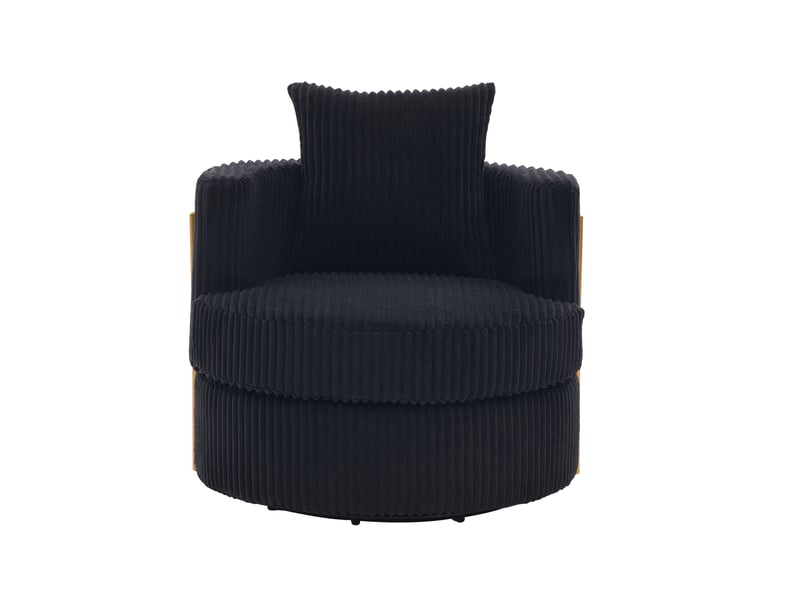  Fauteuil pivotant 76x79x78 cm avec rangement sous l’assise en cord noir  - Conforama A