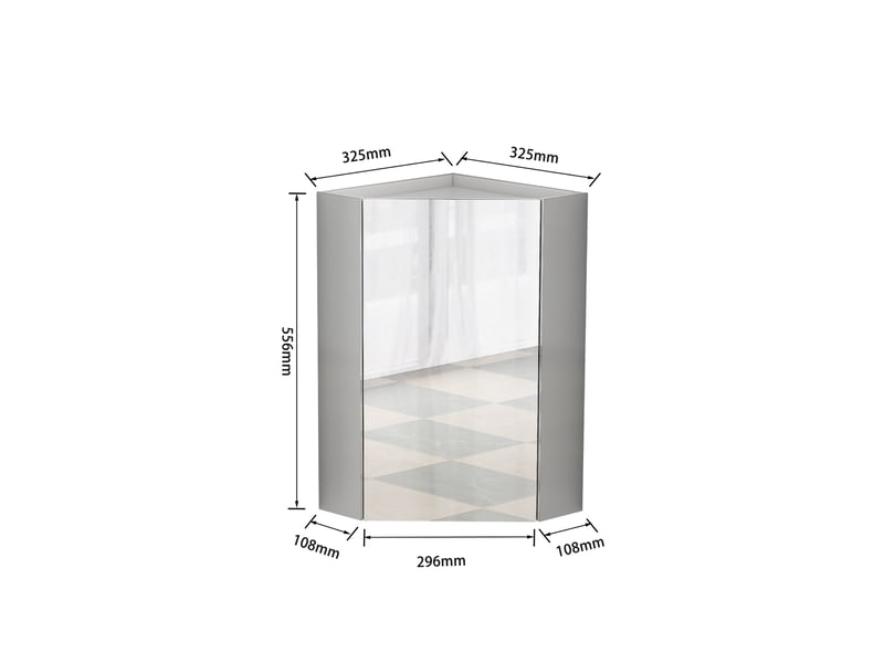 Meuble miroir de salle de bains d’angle mural 32,5x32,5x55,6 cm à trois miroirs, charnières amorties, mdf, blanc - Conforama E