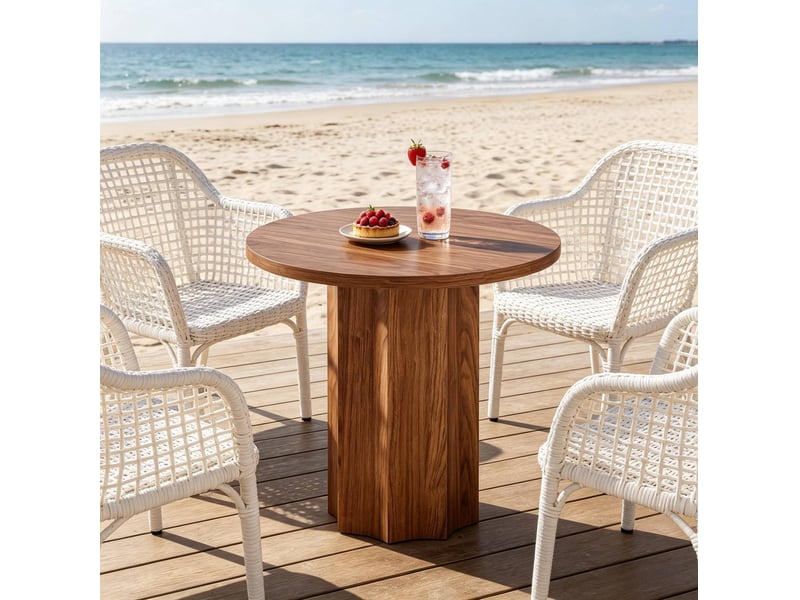 Table ronde 80x80x75.5 cm en mdf marron pour 2 à 4 personnes - Conforama D