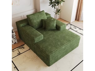 Canapé droit fixe <strong></strong> <strong></strong> 2 places Velours côtelé vert