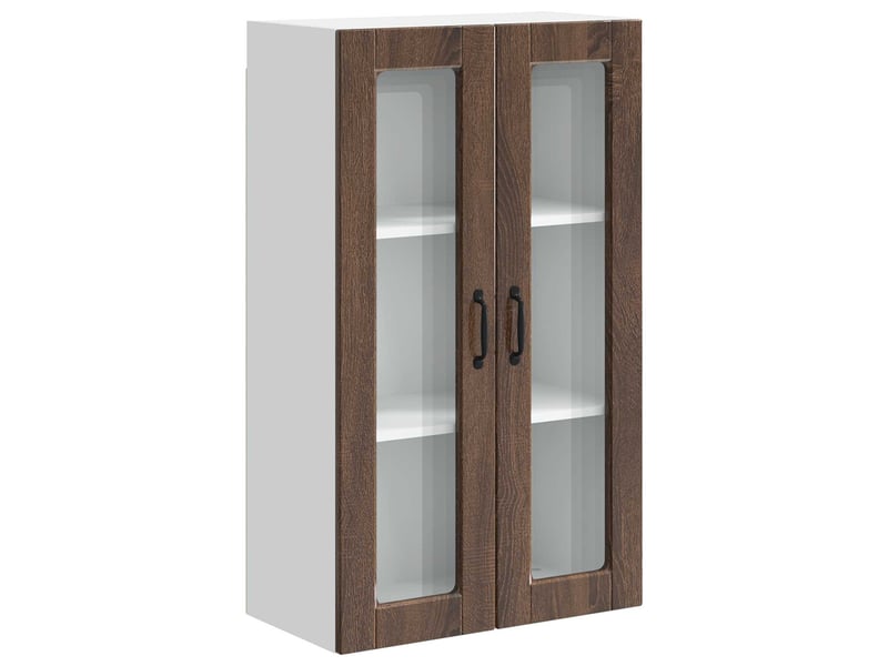 Meuble mural de cuisine, cabinet en verre mural chêne brun 60x31x100cm shl8188  - Conforama A