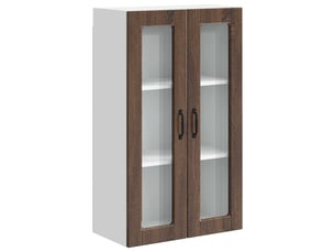 Meuble mural de cuisine, cabinet en verre mural chêne brun 60x31x100cm shl8188