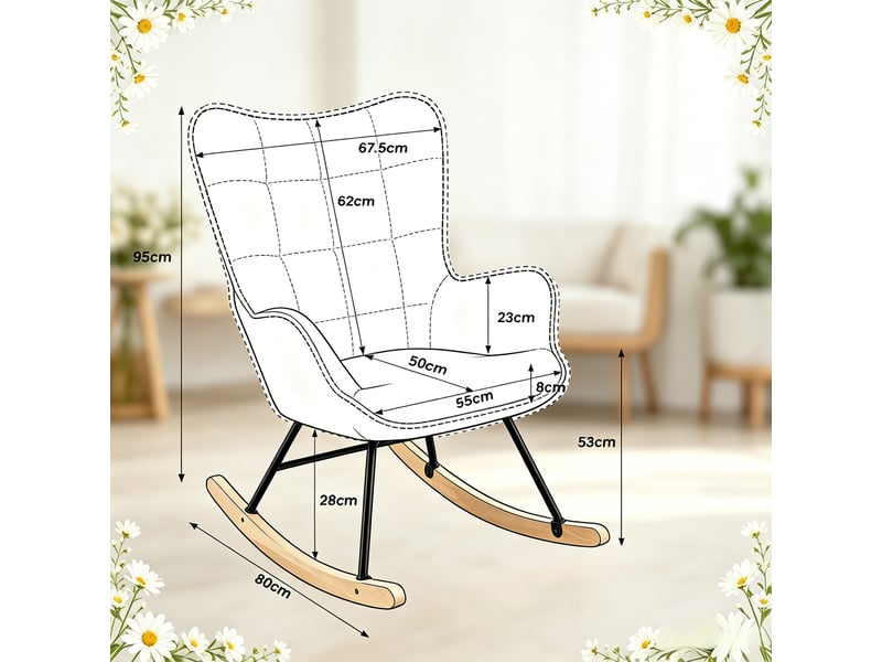 Fauteuil à bascule velours beige chaise à bascule ergonomique avec accoudoirs 67,5x65x95 cm  - Conforama C