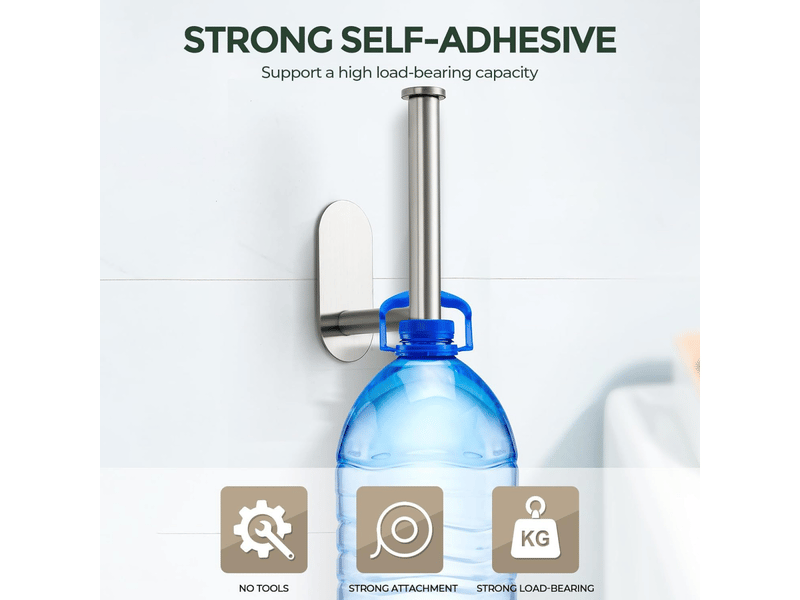  Porte-papier toilette en acier inoxydable, sans perçage, adapté à la salle de bain et à la cuisine, argenté  - Conforama D