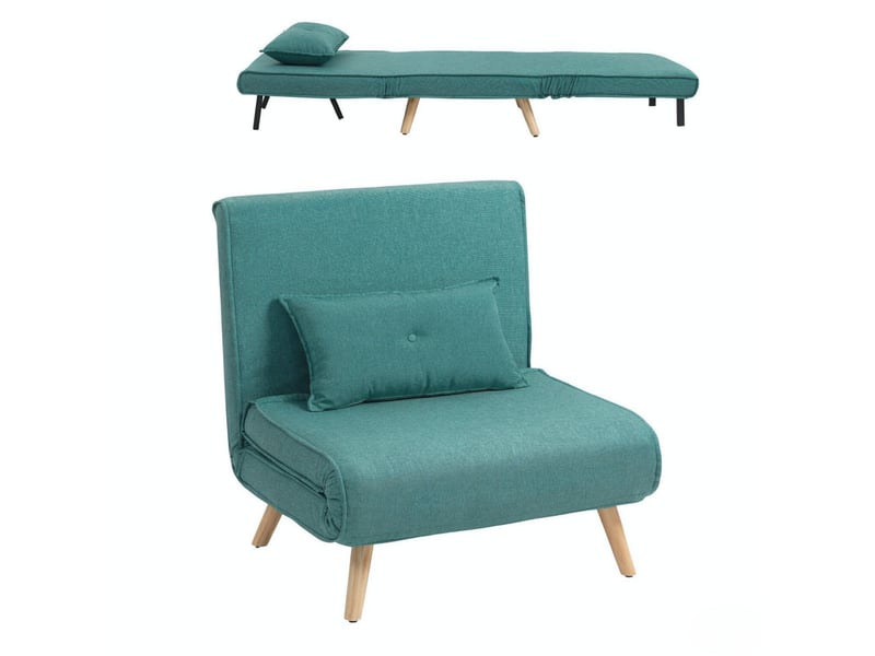  Fauteuil convertible 80x75x87 cm clic-clac métal vert sans matelas  - Conforama A