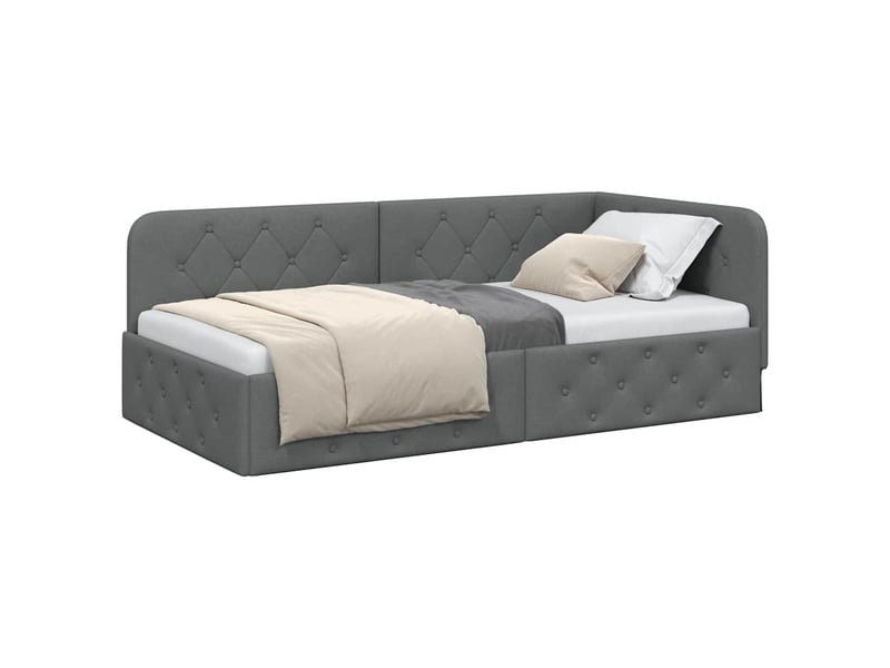  Lit simple- lit adulte -  cadre de lit d'angle gris foncé 100 x 200 cm tissu  - Conforama B
